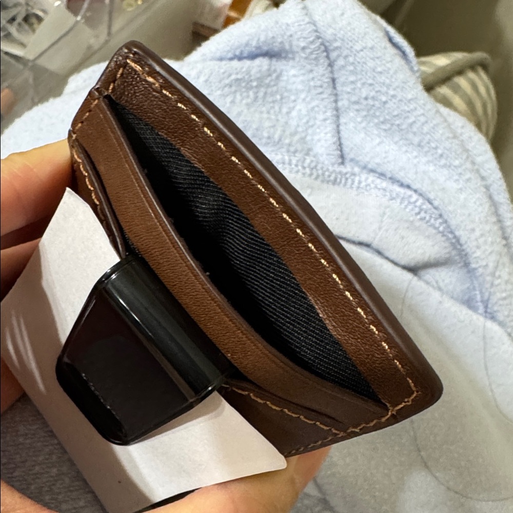 ❤️ Coach Leather Money Clip Card Case Dark Saddle/Dark Saddle Retail - Picture 8 of 8
